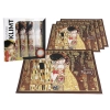 Kpl. 4 podkładek na stół - G. Klimt, Pocałunek, brązowe tło (CARMANI)