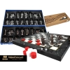 2 w 1 Backgammon + Szachy (czarny marmur)