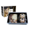 Kpl. 2 filiżanek ze spodkami - G. Klimt, Pocałunek, kremowe i brązowe tło (CARMANI)