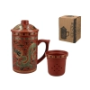 Kubek ceramiczny z sitkiem i przykrywką, zmieniający kolor.