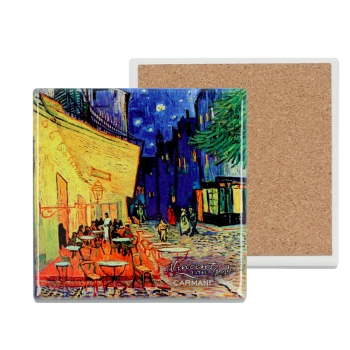 Podkładka ceramiczna, kwadratowa - V. van Gogh, Taras Kawiarni w Nocy (CARMANI)