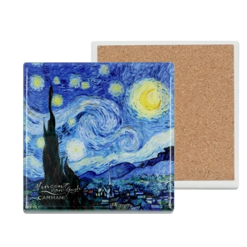 Podkładka ceramiczna, kwadratowa - V. van Gogh, Gwiaździsta Noc (CARMANI)