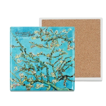 Podkładka ceramiczna, kwadratowa - V. van Gogh, Kwitnący Migdałowiec (CARMANI)