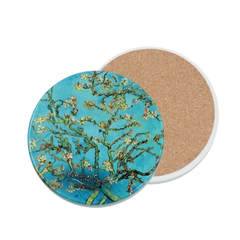 Podkładka ceramiczna, okrągła - V. van Gogh, Kwitnący Migdałowiec (CARMANI)