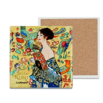 Podkładka ceramiczna, kwadratowa - G. Klimt, Kobieta z wachlarzem (CARMANI)