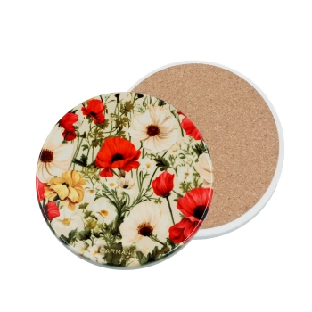 Podkładka ceramiczna, okrągła - Kwiaty (CARMANI)