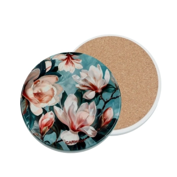 Podkładka ceramiczna, okrągła - Kwiaty, magnolie (CARMANI)