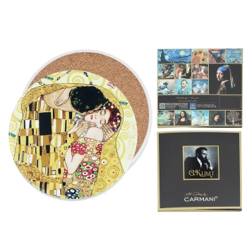 Podkładka ceramiczna, okrągła - G. Klimt, Pocałunek (CARMANI)