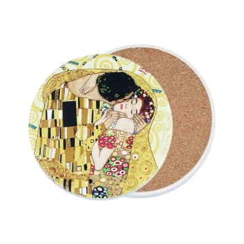 Podkładka ceramiczna, okrągła - G. Klimt, Pocałunek (CARMANI)