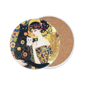 Podkładka ceramiczna, okrągła - Inspirowane malarstwem G. Klimt (CARMANI)