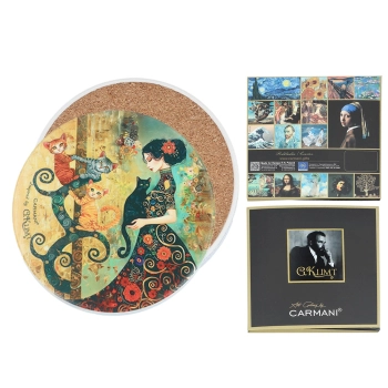 Podkładka ceramiczna, okrągła - Inspirowane malarstwem G. Klimt (CARMANI)