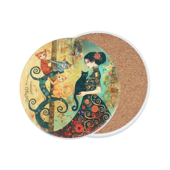 Podkładka ceramiczna, okrągła - Inspirowane malarstwem G. Klimt (CARMANI)