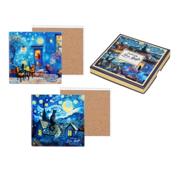 Kpl. 4 Podkładek ceramicznych - Inspirowane malarstwem V. van Gogh (mix 2 wzorów)(CARMANI)