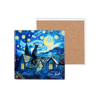 Kpl. 4 Podkładek ceramicznych - Inspirowane malarstwem V. van Gogh (mix 2 wzorów)(CARMANI)