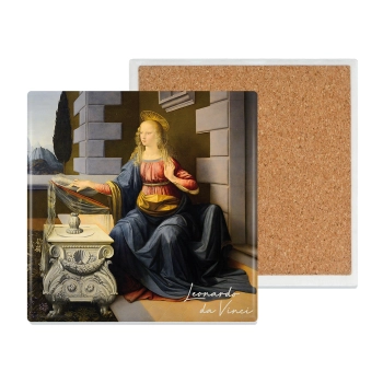 Podkładka ceramiczna, kwadratowaa - L. da Vinci, Zwiastowanie (CARMANI)