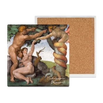Podkładka ceramiczna, kwadratowaa - M. Anioł, Wygnanie z Raju (CARMANI)