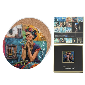 Podkładka ceramiczna, okrągła - Inspirowane malarstwem F. Kahlo (CARMANI)