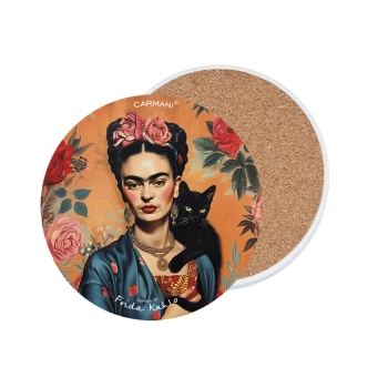 Podkładka ceramiczna, okrągła (duża) - Inspirowane malarstwem F. Kahlo (CARMANI)