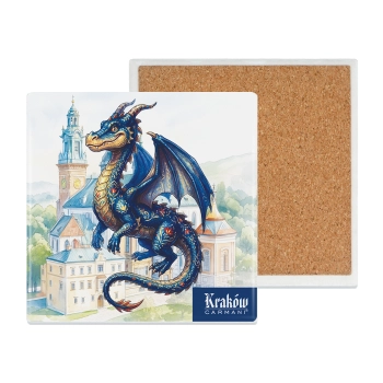 Podkładka ceramiczna, kwadratowa -  Smok Wawelski (CARMANI)