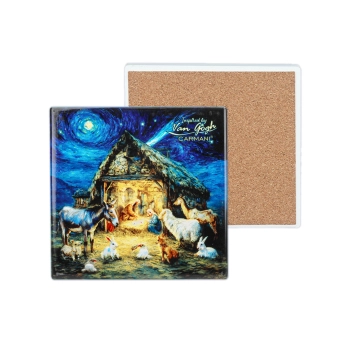 Kpl. 4 podkładek ceramicznych -  inspirowany malarstwem van Gogha, Boże Narodzenie (CARMA