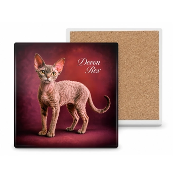 Podkładka ceramiczna, kwadratowa - Koty Devon Rex (CARMANI)