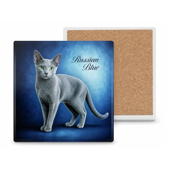 Podkładka ceramiczna, kwadratowa - Koty Russian Blue (CARMANI)