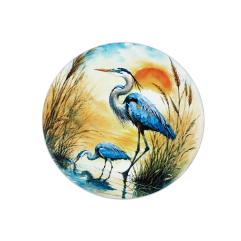 Podkładka ceramiczna, okrągła - Ptaki, Czapla (CARMANI)