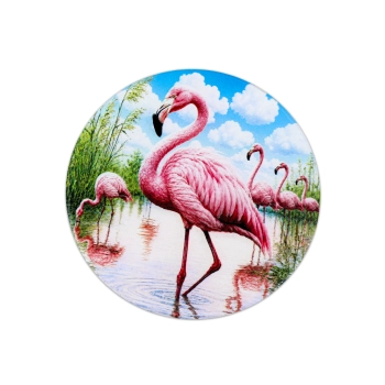 Podkładka ceramiczna, okrągła - Ptaki, Flaming  (CARMANI)