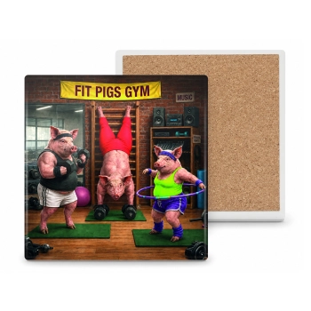 Sportowe zwierzaki - Siłownia czy Fitness  podkładka ceram/korkowa (CARMANI)