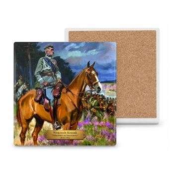 Podkładka ceramiczna, okrągła - W. Kossak, Piłsudski na kasztance 1856-1942r (CARMANI)