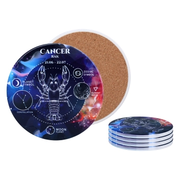 Kpl. 4 podkładek ceramicznych, okrągłe - Znaki zodiaku, Rak (CARMANI)