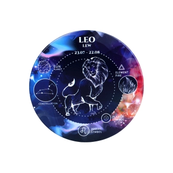 Kpl. 4 podkładek ceramicznych, okrągłe - Znaki zodiaku, Lew (CARMANI)