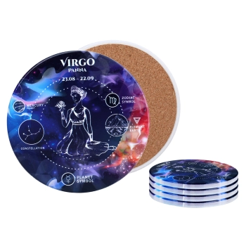 Kpl. 4 podkładek ceramicznych, okrągłe - Znaki zodiaku, Panna (CARMANI)