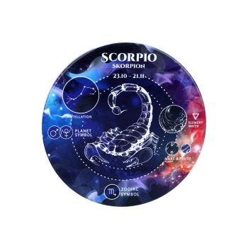 Kpl. 4 podkładek ceramicznych, okrągłe - Znaki zodiaku, Skorpion (CARMANI)