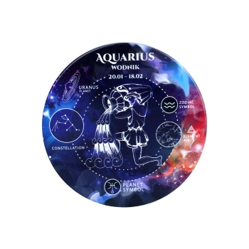 Kpl. 4 podkładek ceramicznych, okrągłe - Znaki zodiaku, Wodnik (CARMANI)