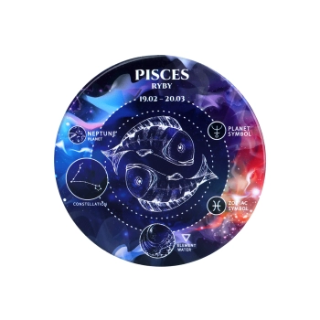 Kpl. 4 podkładek ceramicznych, okrągłe - Znaki zodiaku, Ryby (CARMANI)