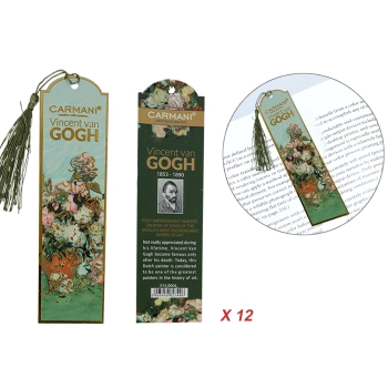 Kpl. 12 zakładek do książki - V. van Gogh, Róże w wazonie (CARMANI)