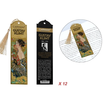 Kpl. 12 zakładek do książki - G. Klimt, Kobieta z wachlarzem (CARMANI)