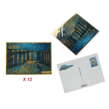Kpl. 12 pocztówek - V. van Gogh, Gwiaździsta Noc nad Rodanem (CARMANI)