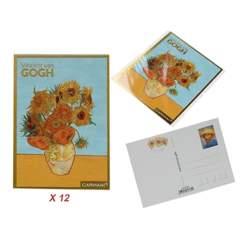 Kpl. 12 pocztówek - V. van Gogh, Słoneczniki (CARMANI)