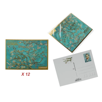 Kpl. 12 pocztówek - V. van Gogh, Kwitnący Migdałowiec (CARMANI)