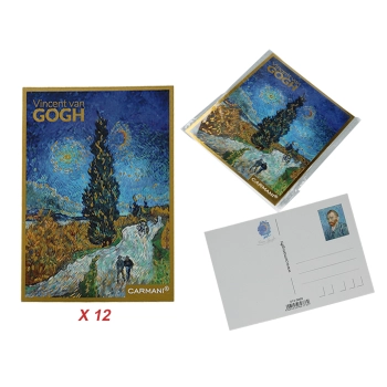 Kpl. 12 pocztówek - V. van Gogh, Droga z cyprysami (CARMANI)