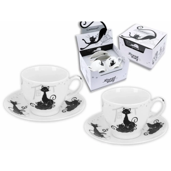 Kpl dwóch filiżanek ze spodkami espresso - Koci świat (CARMANI)