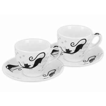 Kpl dwóch filiżanek ze spodkami espresso - Koci świat (CARMANI)