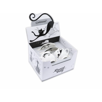 Kpl dwóch filiżanek ze spodkami espresso - Koci świat (CARMANI)