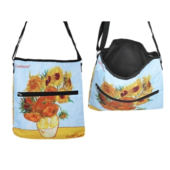 Torebka z suwakiem i paskiem na ramię - V. van Gogh, Słoneczniki (CARMANI)