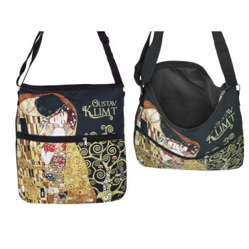 Torebka z suwakiem i paskiem na ramię - G. Klimt, Pocałunek (CARMANI)