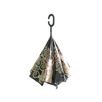 Parasol odwrotnie otwierany - G. Klimt, Pocałunek + Drzewo (CARMANI)