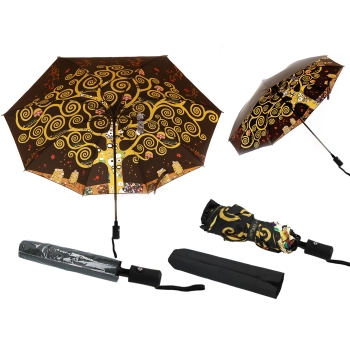 Parasol automatyczny, składany - G. Klimt, Drzewo życia (dekoracja pod spodem) (CARMANI)