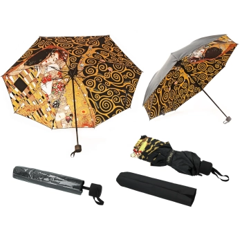 Parasol składany - G. Klimt, Pocałunek i Drzewo życia (dekoracja pod spodem) (CARMANI)